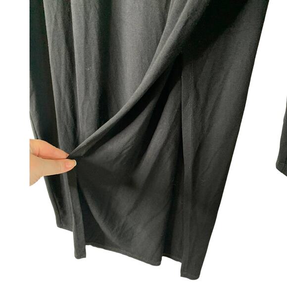 Eileen Fisher Medium Black Stretch Viscose High Slit Mock Neck Midi Tunic - Picture 4 of 8
